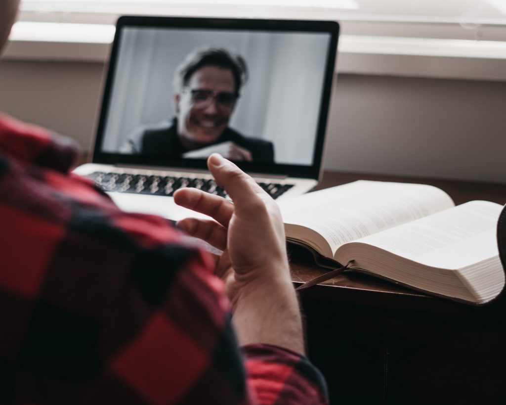 Video call on a laptop